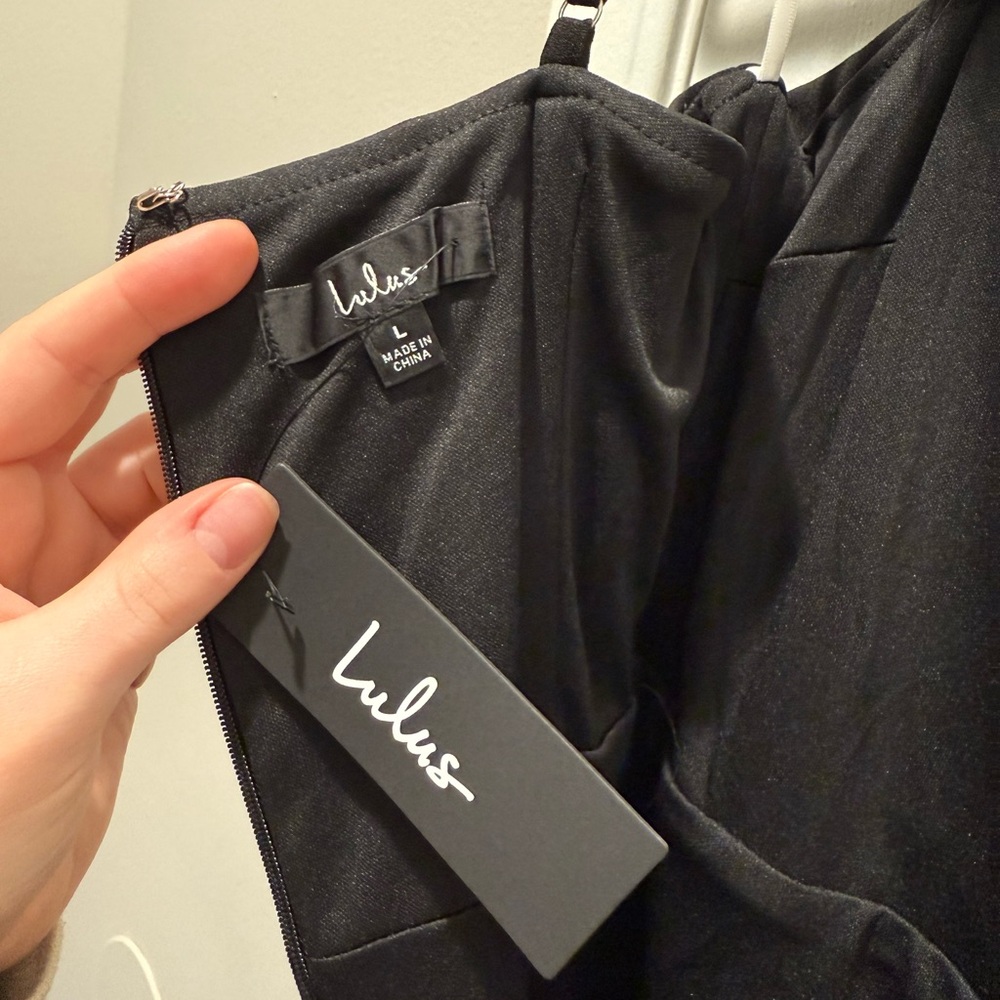 Lulu's Black Dress with Feather Straps - Picture 3 of 4